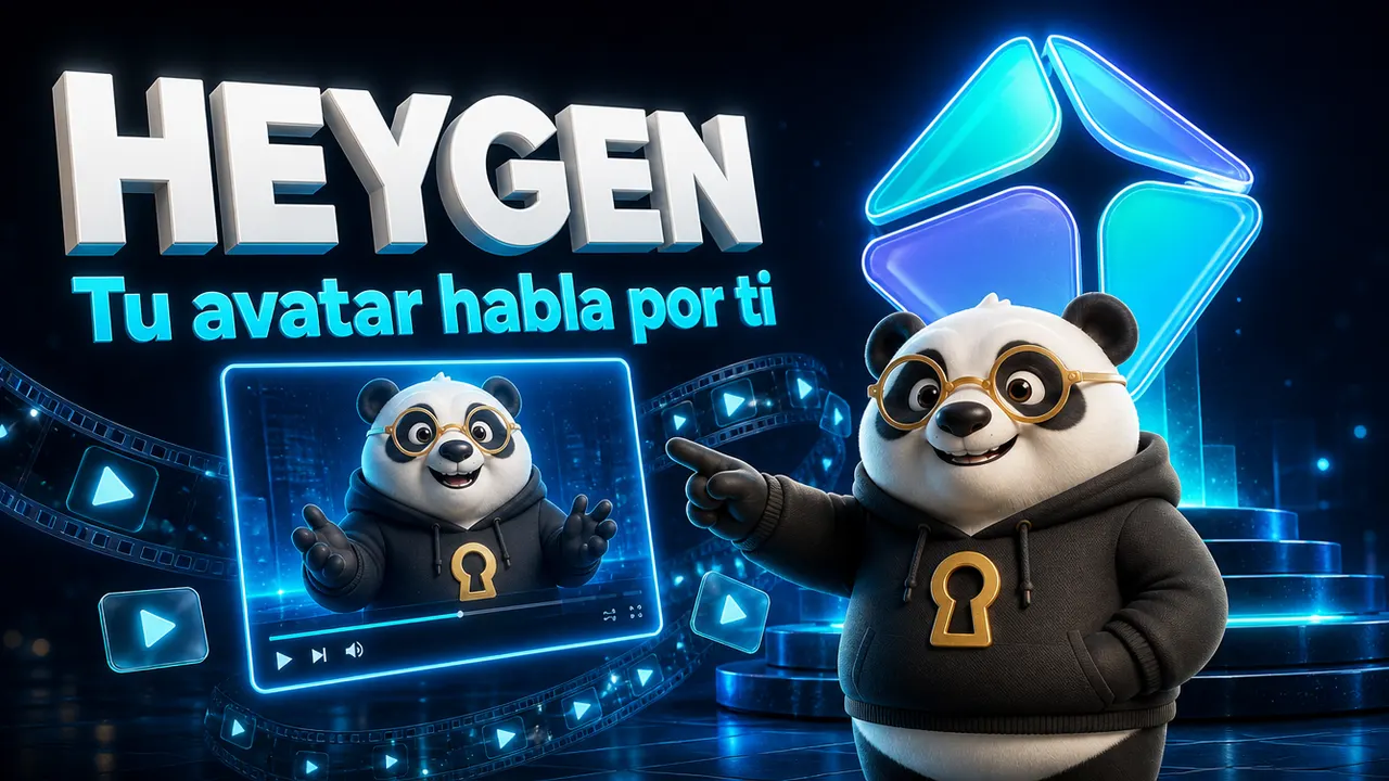 Portada de HeyGen con el panda de El Máster IA