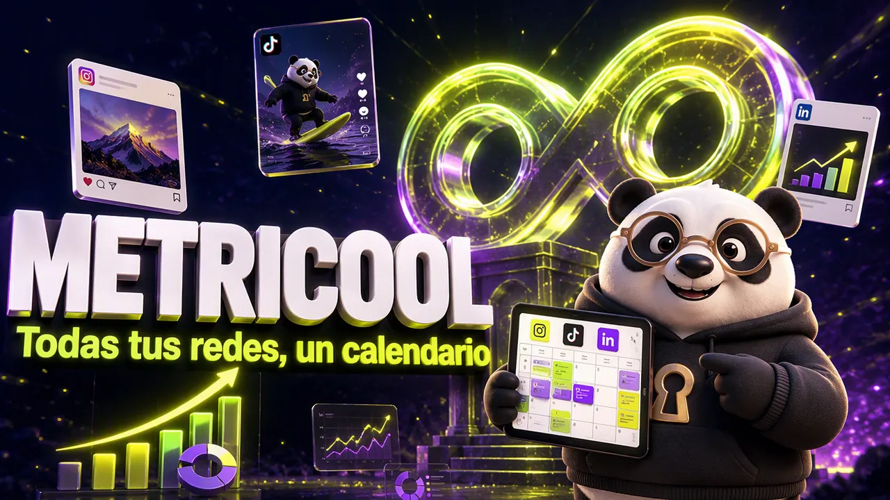 Portada de Metricool con el panda de El Máster IA